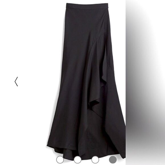 NWT 16 Black ruffle wrap skirt linen/rayon - Picture 1 of 13
